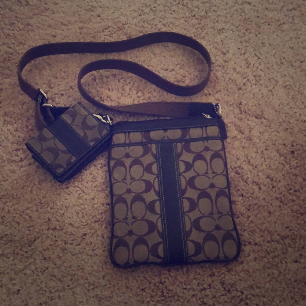 Coach signature crossbody and wallet
